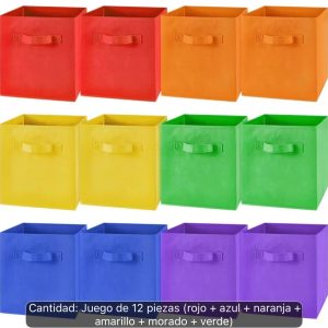 12 cestas de almacenamiento plegables de tela con asas