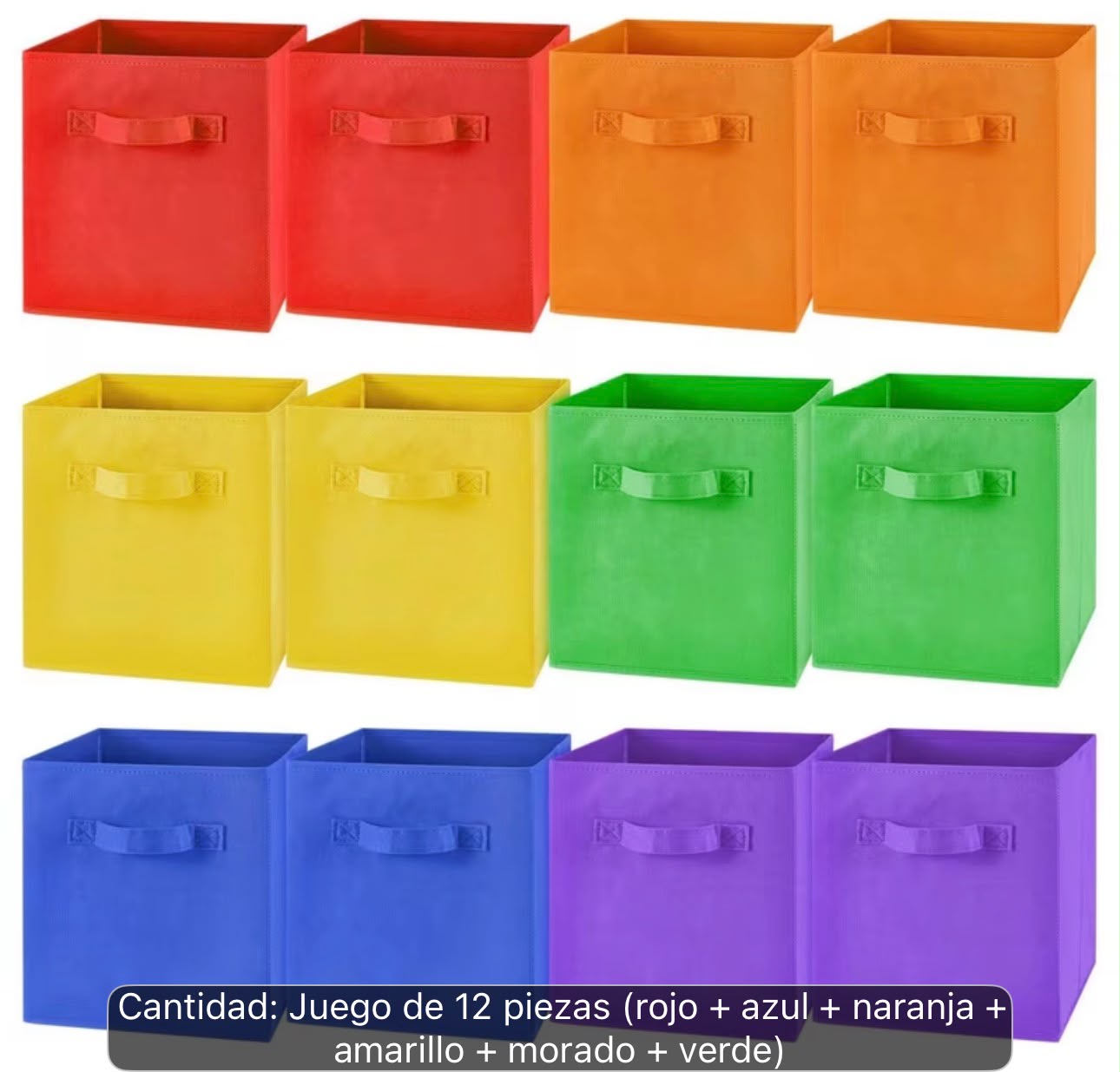 12 cestas de almacenamiento plegables de tela con asas