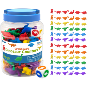 TARRO CON DINOSAURIOS DE COLORES X72 (Contadores)
